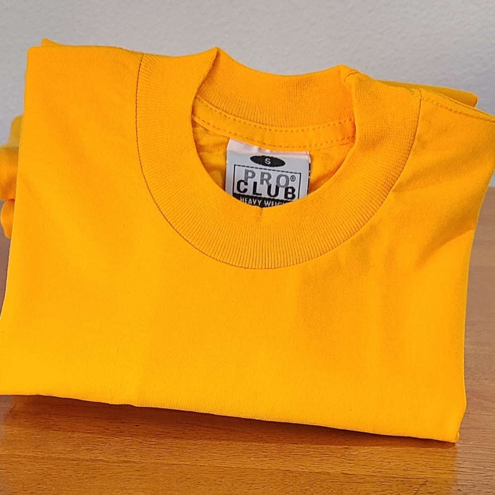 NWT'S- PRO CLUB -Lot of 7, Plain Gold Heavy weight Tees for Screenprinting, Sz S